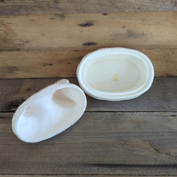 Vintage White Ceramic Hen on a Nest - Picture 8 of 11